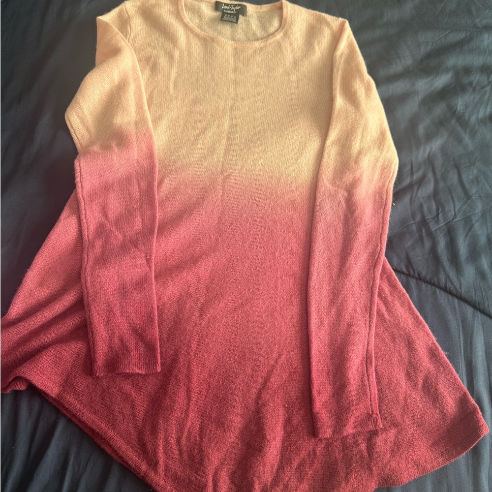Ombre Pink and Cream Sweater 100% Cashmere